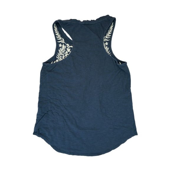 Lucky Brand Navy Blue & White Floral‎ Embroidered Sleeveless Top Womens Sz Small - Picture 4 of 4